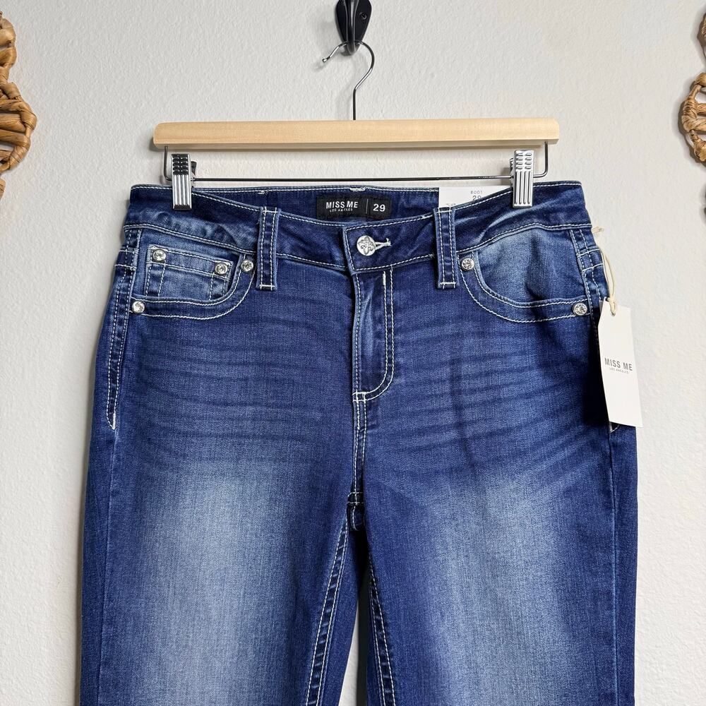 MISS ME bootcut jeans mid rise embroidered sequins embellished jeweled denim - Picture 3 of 9